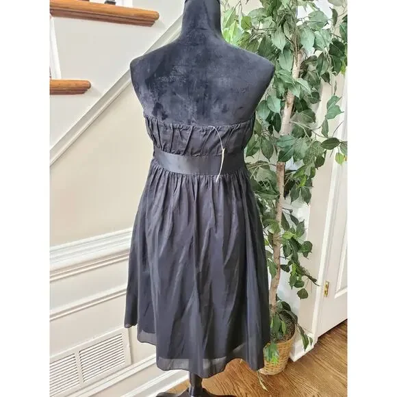 Gap Women's Black Solid Cotton Off The Shoulder Casual Knee Length Dress Size 12 - Picture 6 of 13